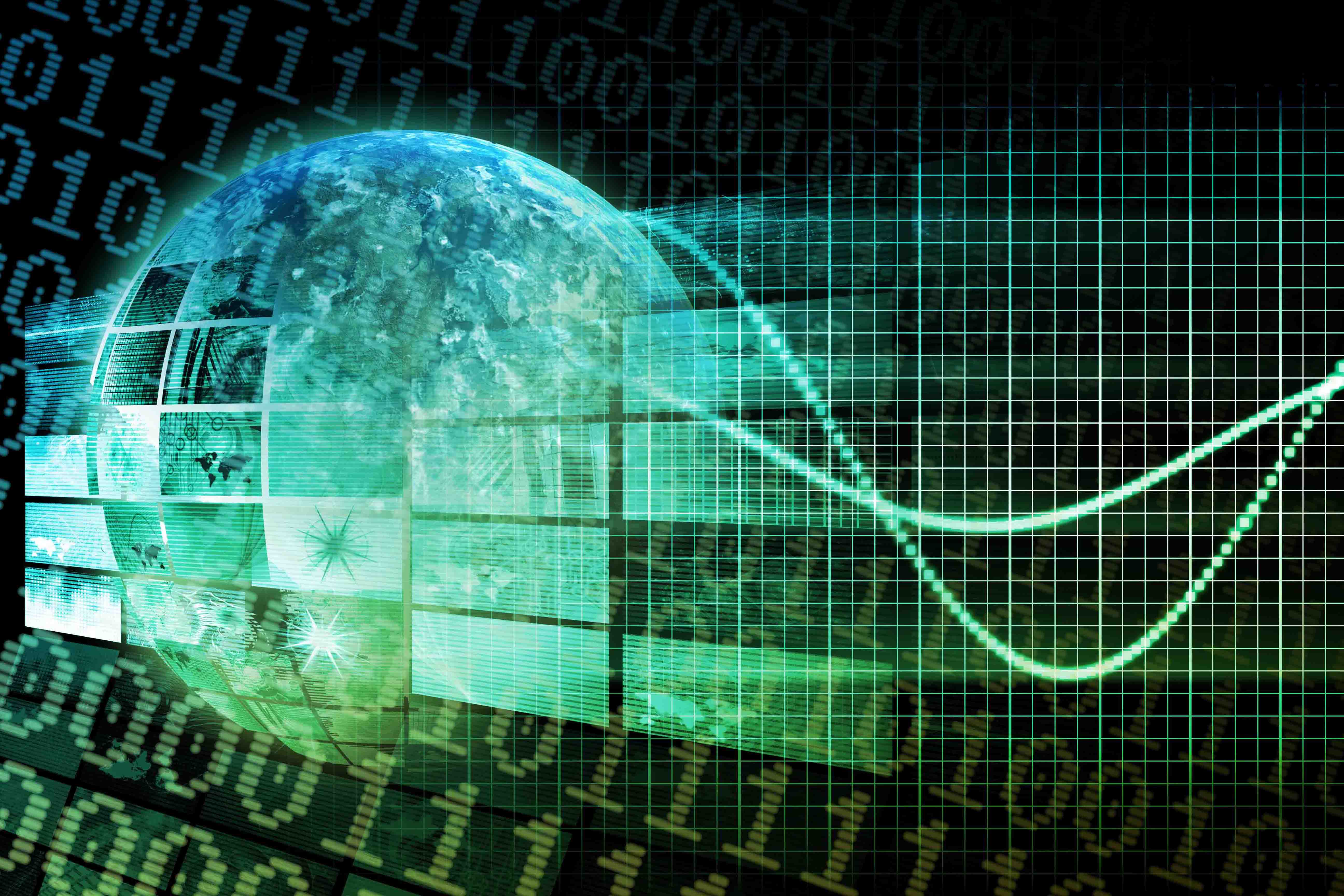 businessman hand drawing virtual chart business on touch screen computer